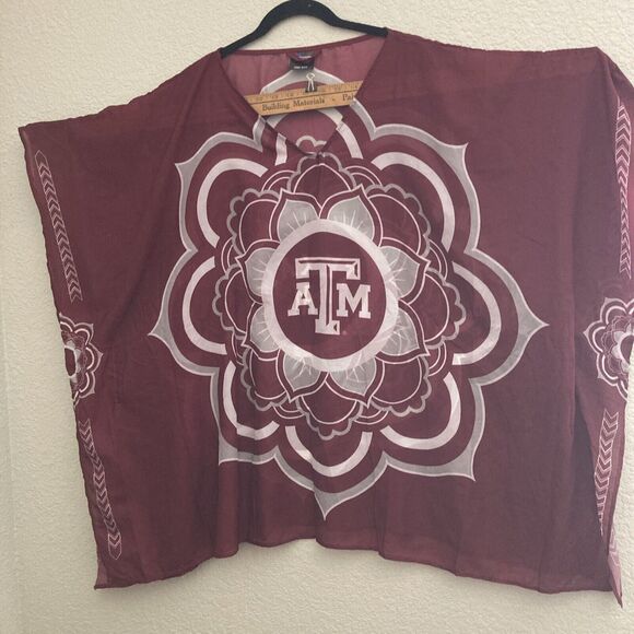 Women’s Texas A &M Sheer Caftan Poncho Tunic Top For Game Day One Size Fits All - Picture 3 of 8